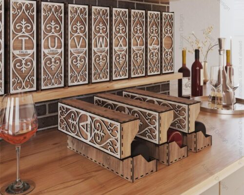 Caja de madera para vino personalizada con corte láser - Regalo elegante y soporte para botellas