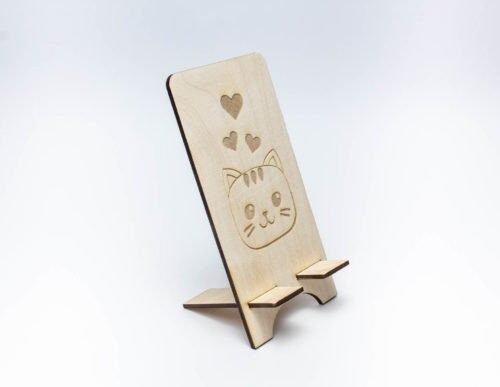 Soporte de teléfono Kawaii para corte láser - Diseño único y adorable para amantes de los gatos