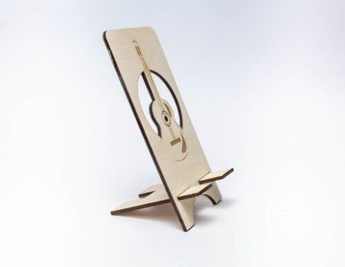 Soporte de teléfono para guitarra - Diseño exclusivo para corte láser, personalizable y funcional