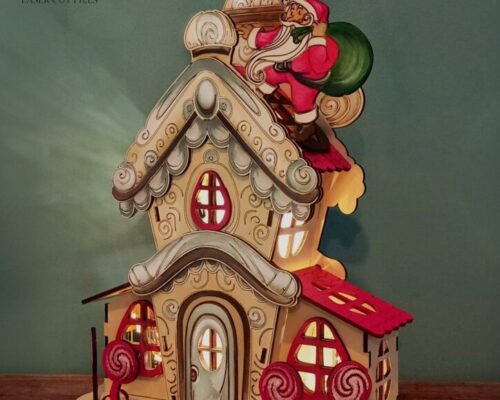Casas de Navidad de Pie 3D - Archivo SVG para Decoración Laser Corte Digital de Santa's Village