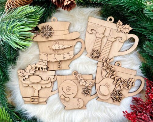 Adorno de Navidad en SVG para corte láser: titular de tarjeta y etiqueta de regalo para Glowforge