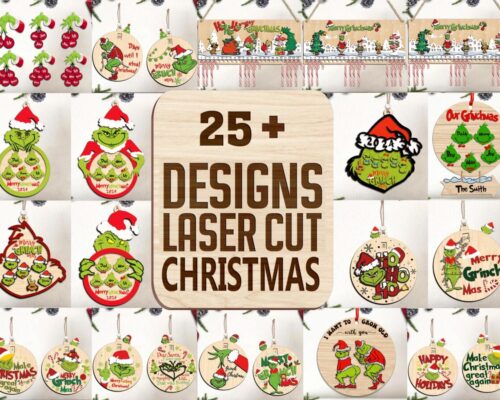 Paquete de Archivos SVG de Cortes Láser: Decoraciones Animadas de Navidad para Glowforge