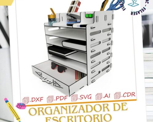 Organizador de Escritorio con Compartimentos – Diseño Personalizado para Corte Láser