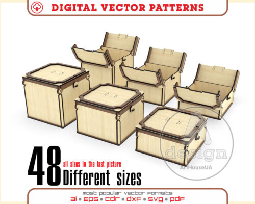 48 diseños de cajas para corte láser: archivo vectorial para almacenamiento y regalos