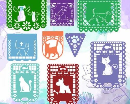 Papel de Corte para Mascotas del Día de los Muertos - Diseño Digital DXF, SVG, AI, PDF para Laser Cutter