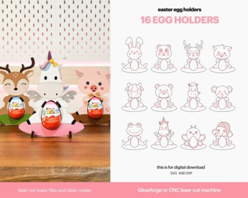 Soportes de huevos de Pascua personalizados, diseño vectorial para decoraciones únicas
