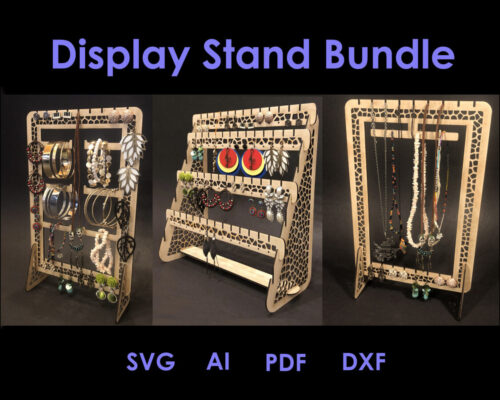 Paquete de archivos SVG y DXF para corte láser de soporte y exhibición de joyería Glowforge
