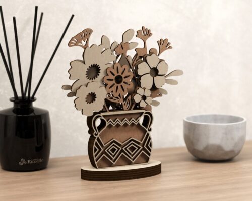 Florero de mandala 3D multicapa para corte láser | Archivo SVG y DXF para decoración de mesa
