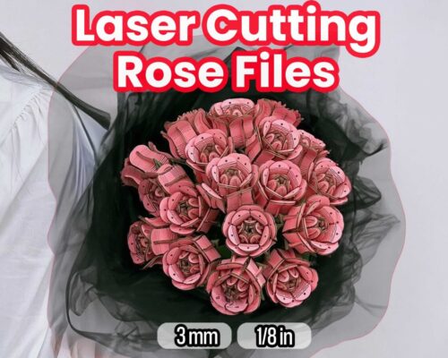 Archivos SVG de flores y rosas para corte láser, ramo 3D DIY, plantilla de regalo personalizada