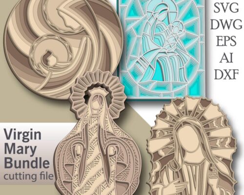 Paquete SVG Multicapa Virgen María para Corte Láser en Madera y Papel - Diseño 3D
