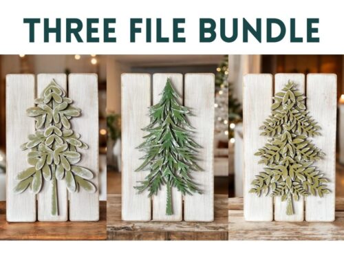 Paquete Digital de Letreros de Árboles Estilo Granja para Corte Láser - Archivos SVG para Glowforge y Navidad