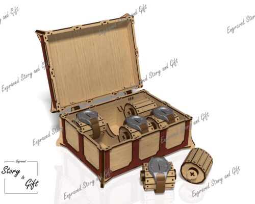 Caja de corte láser para relojes y joyas - Archivos DXF, SVG, CDR - Soporte 3 mm y 4 mm