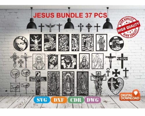 Decoración de Pared en Archivo Vectorial de Jesús para Corte Láser y CNC - DXF, DWG, CDR, SVG