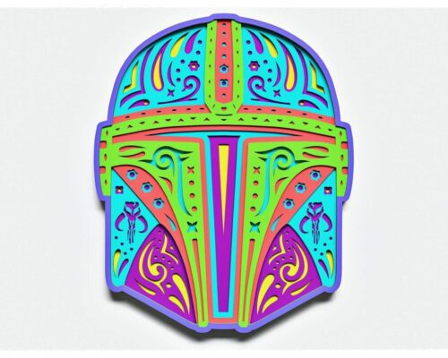 Diseño de Casco Espacial en Capas para Corte Láser y Cricut - Archivo Vector SVG Mandala
